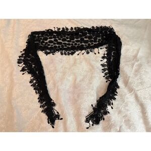 Beautiful Chico's Women's Black Lace Fringed Pokeadot Scarf.